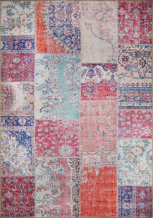 Patchwork Desenli Dokuma Taban Dekoratif Rustik Halı HS 82 (1)
