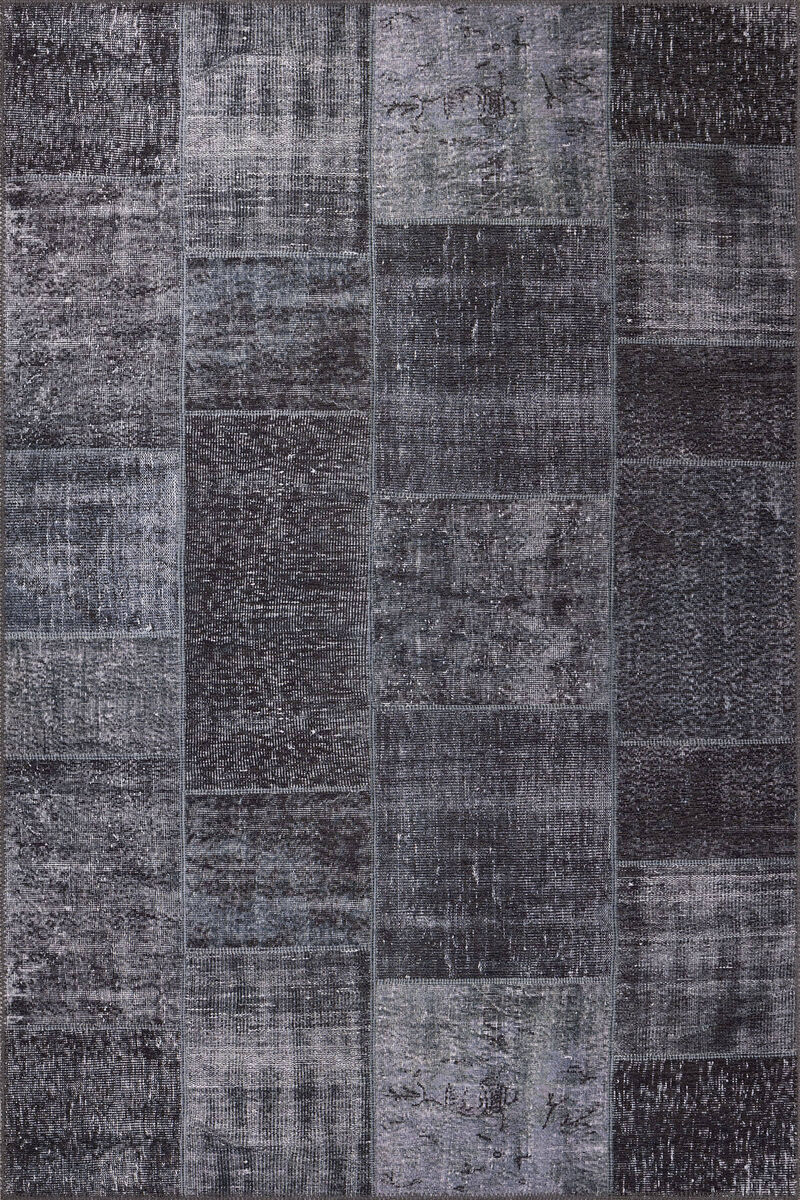 Patchwork Desenli Dokuma Taban Dekoratif Siyah Halı HS 81
