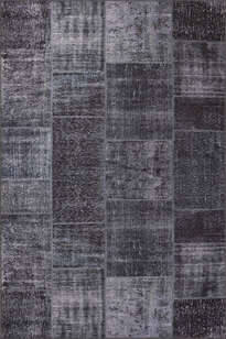 Patchwork Desenli Dokuma Taban Dekoratif Siyah Halı HS 81 (1)