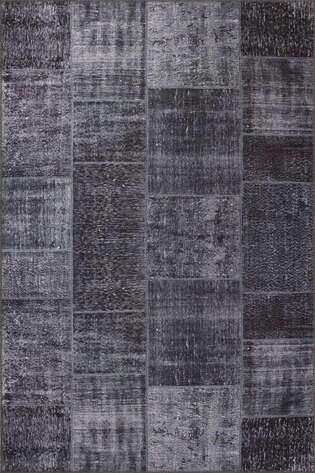 Patchwork Desenli Dokuma Taban Dekoratif Siyah Halı HS 81 - 1