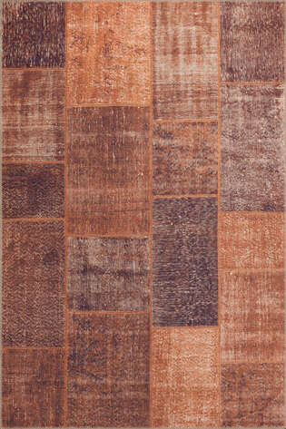 Patchwork Desenli Dokuma Taban Dekoratif Turuncu Halı HS 62 - 1