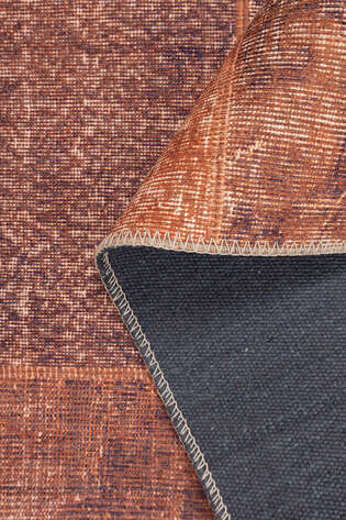 Patchwork Desenli Dokuma Taban Dekoratif Turuncu Halı HS 62 - 4