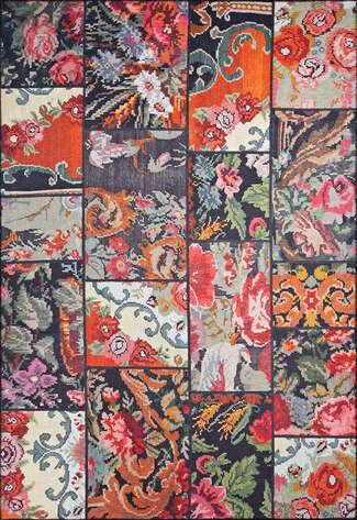 Patchwork Karabağ Desenli Dokuma Taban Dekoratif Siyah Halı HS 153 - 1