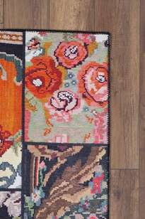 Patchwork Karabağ Desenli Dokuma Taban Dekoratif Siyah Halı HS 153 (4)