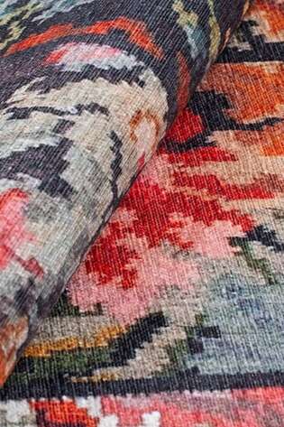Patchwork Karabağ Desenli Dokuma Taban Dekoratif Siyah Halı HS 153 - 3