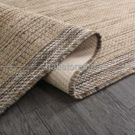 Jüt Sisal Bej-Kahve Kolay Temizlenen Hav ve Toz Vermeyen İç ve Dış Mekan Bordürlü Halı 9509 - 4