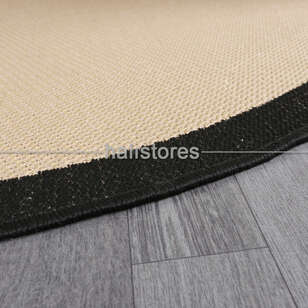 Jüt Sisal Yuvarlak Bej-Siyah Kolay Temizlenen Hav ve Toz Vermeyen İç ve Dış Mekan Bordürlü Halı 9716 (5)