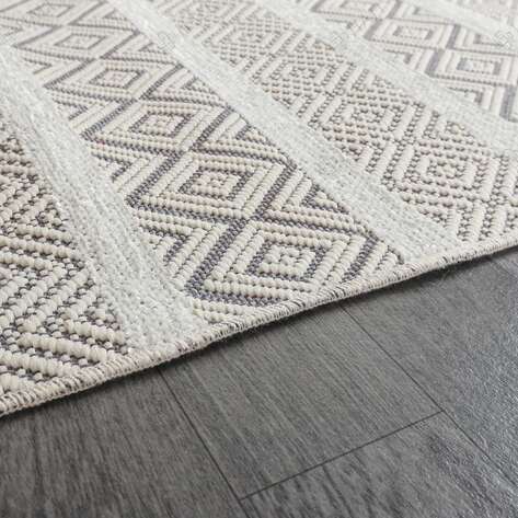 Kabartma Dokulu Şönil Dokuma Modern Kilim Beyaz 6601 - 4