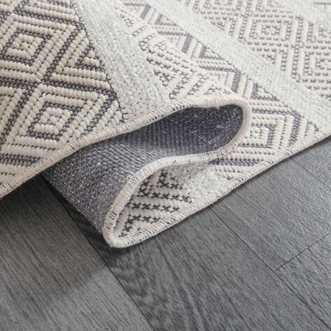 Kabartma Dokulu Şönil Dokuma Modern Kilim Beyaz 6601 - 5