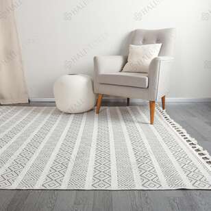 Kabartma Dokulu Şönil Dokuma Modern Kilim Beyaz 6601 (3)