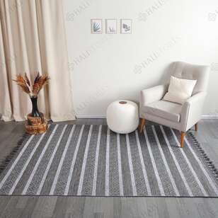 Kabartma Dokulu Şönil Dokuma Modern Kilim Gri 6603