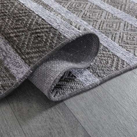 Kabartma Dokulu Şönil Dokuma Modern Kilim Gri 6603 - 4