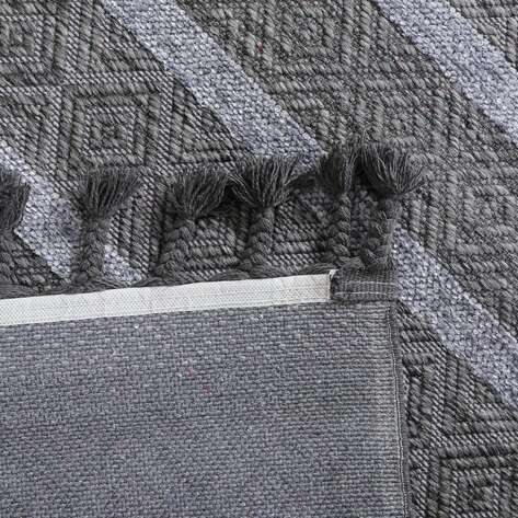 Kabartma Dokulu Şönil Dokuma Modern Kilim Gri 6603 - 6