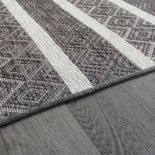 Kabartma Dokulu Şönil Dokuma Modern Kilim Gri Beyaz 6602 - 4