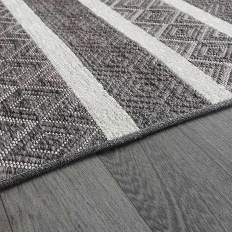 Kabartma Dokulu Şönil Dokuma Modern Kilim Gri Beyaz 6602 - 4