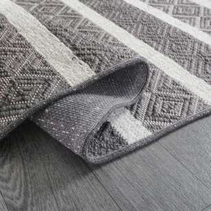Kabartma Dokulu Şönil Dokuma Modern Kilim Gri Beyaz 6602 - 5