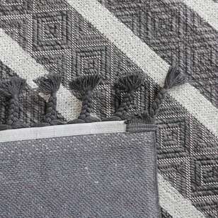 Kabartma Dokulu Şönil Dokuma Modern Kilim Gri Beyaz 6602 - 6