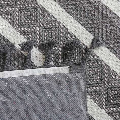 Kabartma Dokulu Şönil Dokuma Modern Kilim Gri Beyaz 6602 - 6