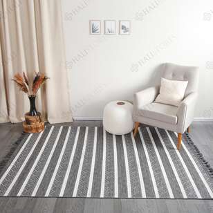 Kabartma Dokulu Şönil Dokuma Modern Kilim Gri Beyaz 6602