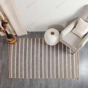Kabartma Dokulu Şönil Dokuma Modern Kilim Kahve Bej 6604 (1)