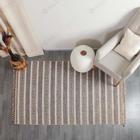 Kabartma Dokulu Şönil Dokuma Modern Kilim Kahve Bej 6604 - 2