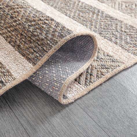 Kabartma Dokulu Şönil Dokuma Modern Kilim Kahve Bej 6604 - 5
