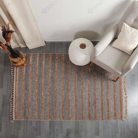 Kabartma Dokulu Şönil Dokuma Modern Kilim Kahve Bej 6605 - 2