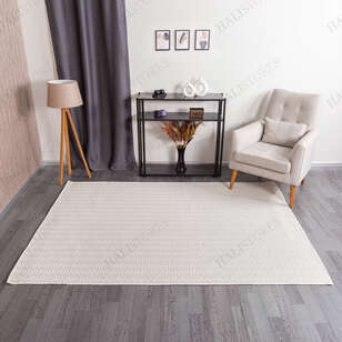 Kabartmalı Yumuşak Dokulu Beyaz Sisal Halı NP 6043 