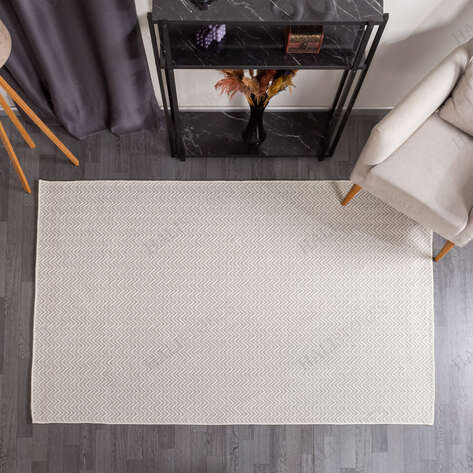 Kabartmalı Yumuşak Dokulu Beyaz Sisal Halı NP 6043 - 2