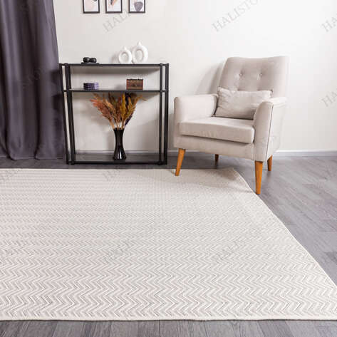 Kabartmalı Yumuşak Dokulu Beyaz Sisal Halı NP 6043 - 3