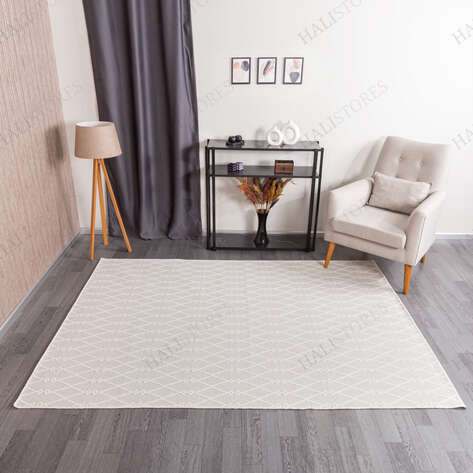 Kabartmalı Yumuşak Dokulu Beyaz Sisal Halı NP 6048 - 1