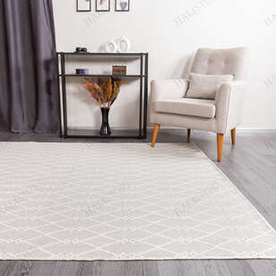 Kabartmalı Yumuşak Dokulu Beyaz Sisal Halı NP 6048 (3)