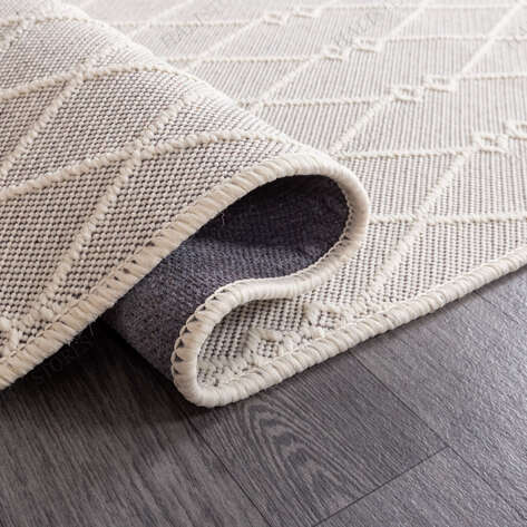 Kabartmalı Yumuşak Dokulu Beyaz Sisal Halı NP 6048 - 4