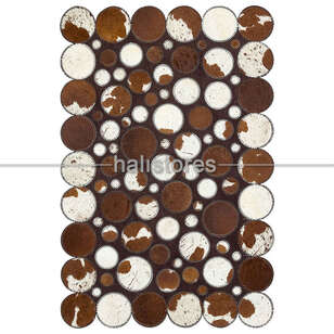 Kahve-Beyaz Deri Patchwork Halı (2)