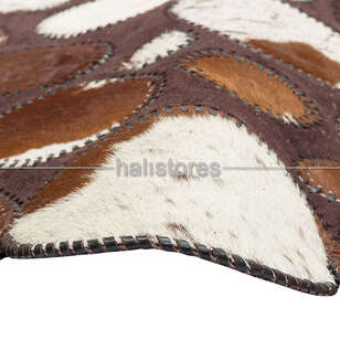 Kahve-Beyaz Deri Patchwork Halı (4)