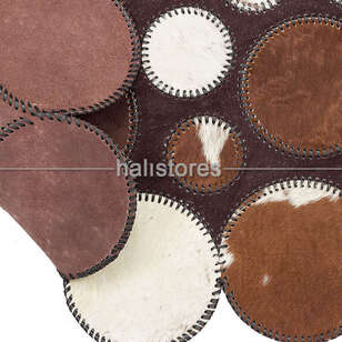 Kahve-Beyaz Deri Patchwork Halı (5)