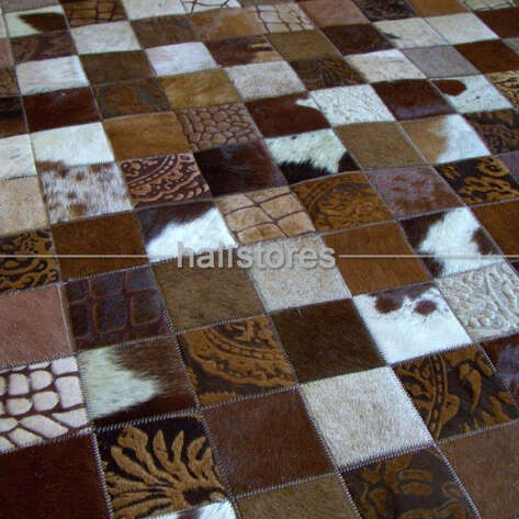 Kahve Deri Patchwork Halı - 3