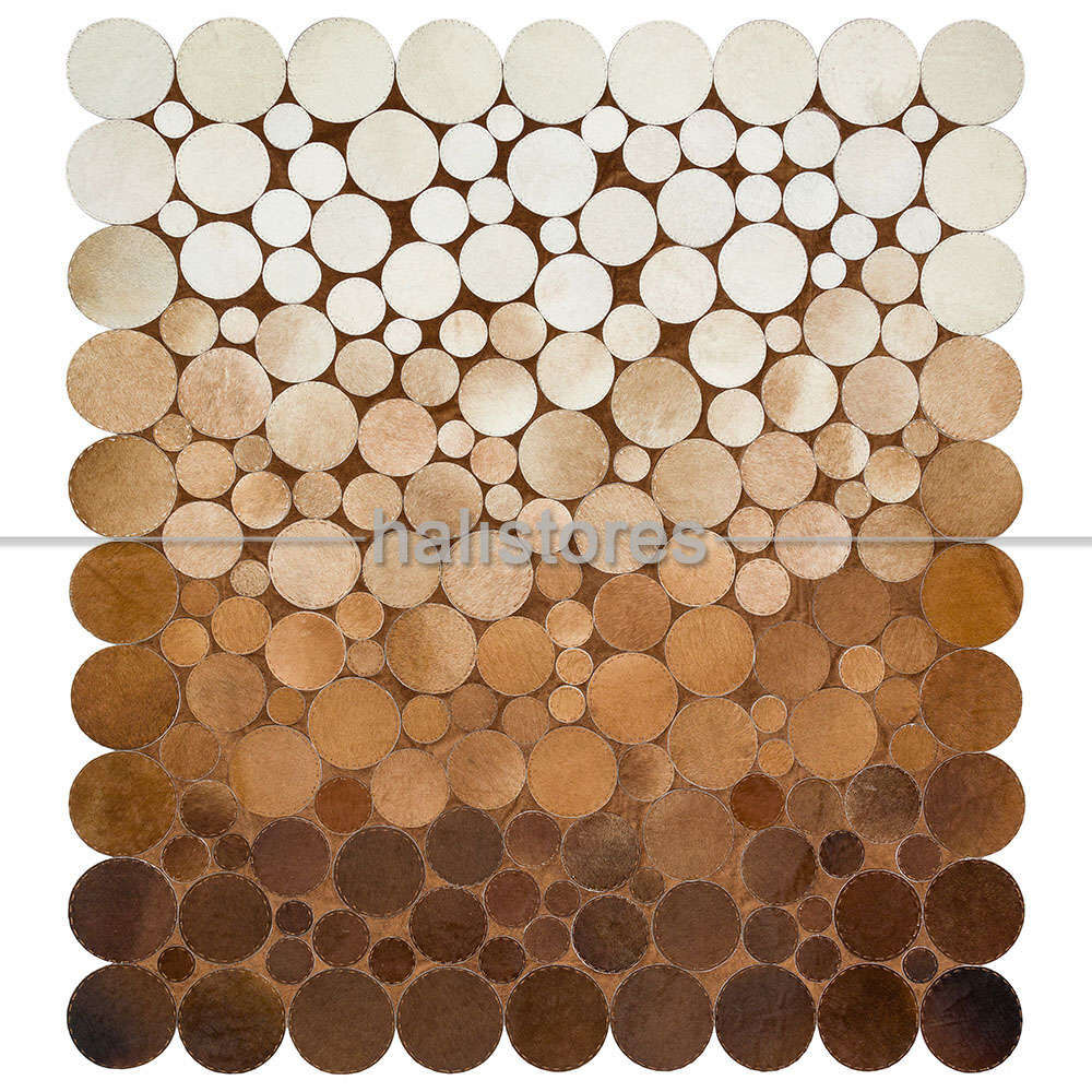 Kahve-Krem Deri Patchwork Halı