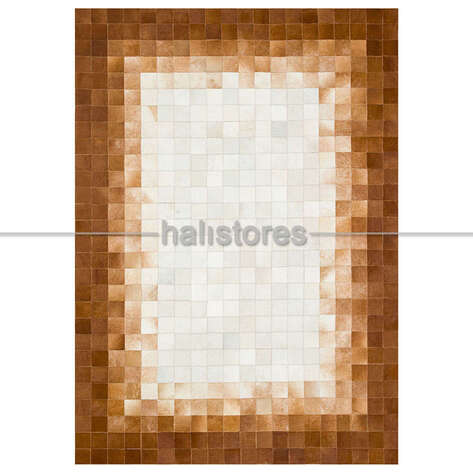Kahve-Krem Geçişli Deri Halı - 1