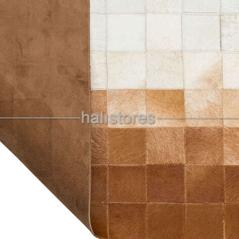 Kahve-Krem Geçişli Deri Halı - 4