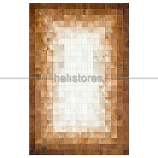 Kahve-Krem Geçişli Deri Patchwork Halı (2)