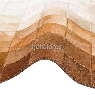 Kahve-Krem Geçişli Deri Patchwork Halı (4)