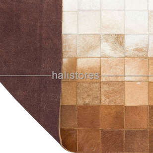 Kahve-Krem Geçişli Deri Patchwork Halı (5)
