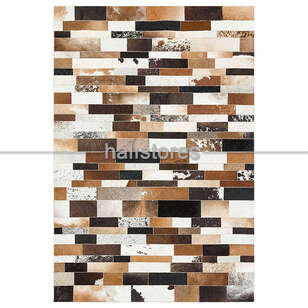 Kahve Renkli Deri Patchwork Halı (2)