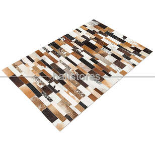 Kahve Renkli Deri Patchwork Halı (3)