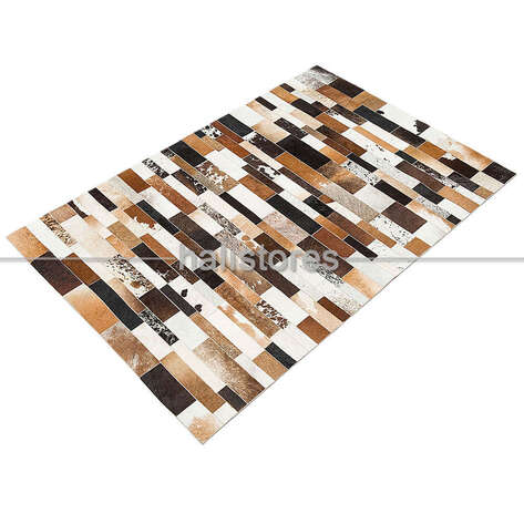 Kahve Renkli Deri Patchwork Halı - 3