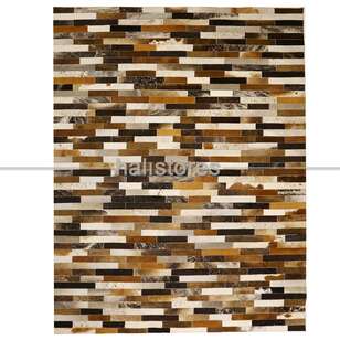 Kahve Tonlarında Deri Patchwork Halı (2)