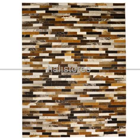 Kahve Tonlarında Deri Patchwork Halı - 2