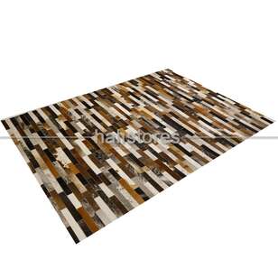 Kahve Tonlarında Deri Patchwork Halı (3)