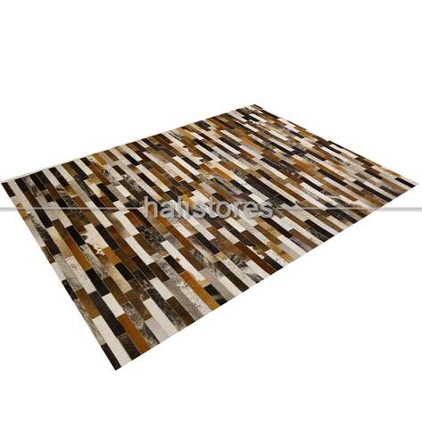 Kahve Tonlarında Deri Patchwork Halı - 3